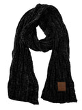 C.C Women's Ultra Soft Chenille Ribbed Thick Warm Knit Shawl Wrap Scarf