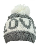 NYfashion101 Two Tone Handmade Love Knitted Short Pom Pom Beanie Hat