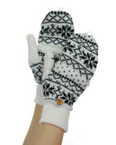 NYfashion101 Exclusive Snowflake Pattern Convertible Flip Cuff Mittens