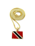 Trinidad and Tobago Flag Micro Pendant w/ Chain Necklace