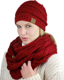 C.C Soft Stretch Colorful Confetti Cable Knit Beanie and Infinity Loop Scarf Set