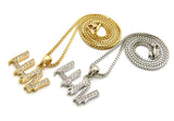Stone Stud LUV Drip Effect Pendant Set with Box Chain Necklaces, Gold/Silver-Tone