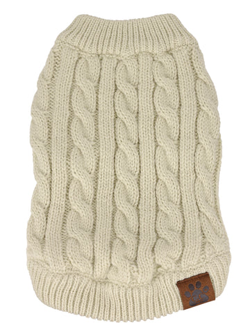 C.C Pet Solid Ribbed Cable Knit Pullover Winter Clothes Dog Sweater