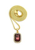 Small Faux Amethyst Purple Stone Pendant w/ Chain Necklace